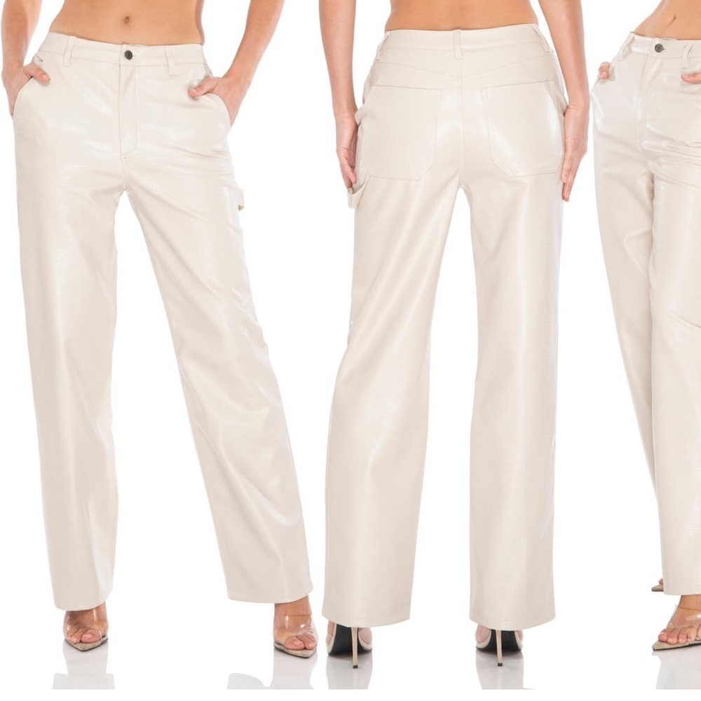 Faux leather low rise pants - Picture 3 of 3